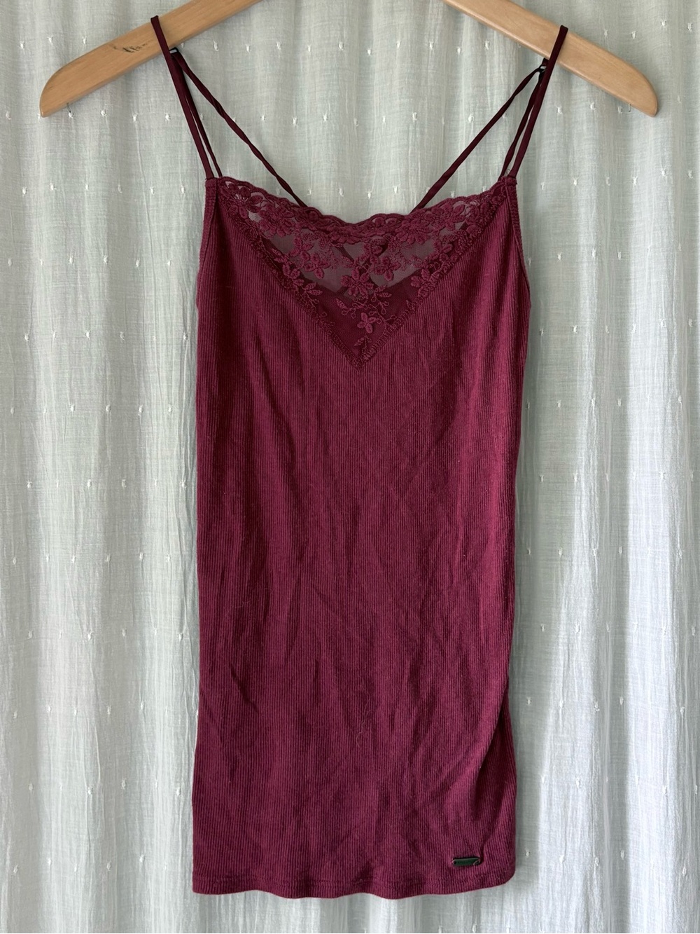 Hollister Lace-Trim Wine Camisole